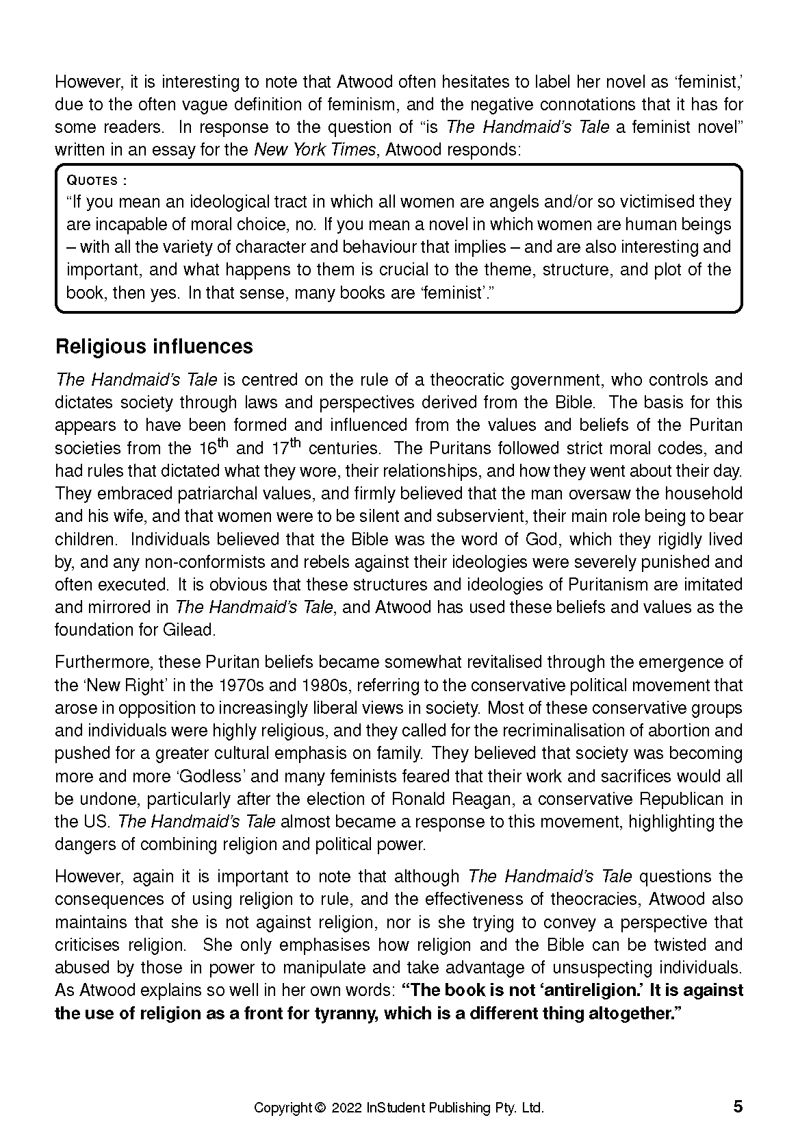 Text Guide: The Handmaid's Tale by Margaret Atwood - Image 10